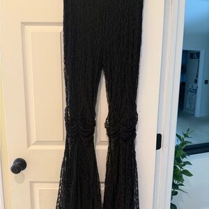 Free People Black Lace Flare Pants